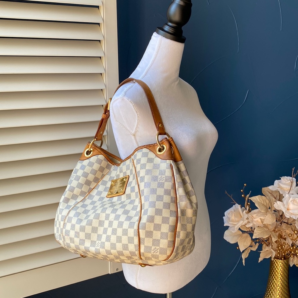 Authentic Louis Vuitton Galliera PM Damier Azur in cream blue with gold hardware - Picture 2 of 16